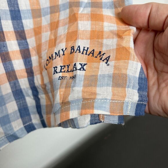 Tommy Bahama Linen Shirt Mens Plaid Short Sleeve Collared Relax XXL 2XL - Picture 5 of 10